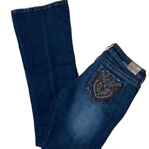 HINT Embroidered Blue Boho Denim Jeans Size 7